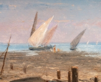 Frank William Warwick Topham (1838-1924) - Capri La réparation des filets huile sur panneau vers 1863