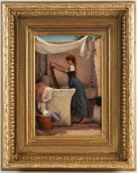 HEBERT Ernest, Antoine, Auguste (1817, 1908) -La lavandière à Capri- Daté 1874.