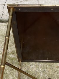 1950′ Table Maison Baguès Ou Maison Jansen Décor Bambou en Bronze Doré Avec Plateau Laque de Chine 42 X 56 X H 45 CM