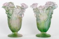 Paire de vases en patte de verre, Maison Daum, XXème siècle