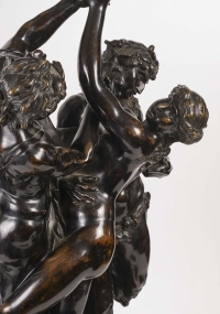 Spectaculaire bronze à trois personnages  signée  Clodion