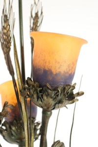 Rare lampe Art Nouveau en métal à décor d&#039;épis de blé