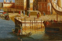 Basilique Santa Maria Della Salute à Venise huile sur toile signée Paolo Rizzi XXème siècle