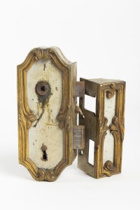 Serrure de porte et sa clé, grande décoration, 19e siècle