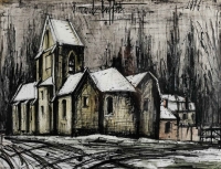 BERNARD BUFFET, Eglise sous la neige, 1976