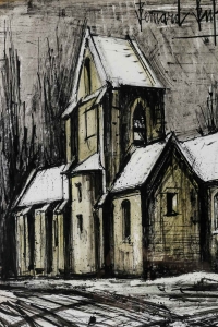 BERNARD BUFFET, Eglise sous la neige, 1976