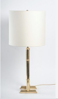 1970 paire de lampe dorée modèle bambou Maison Roche