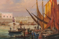 Vue panoramique du Palais des Doges à Venise huile sur toile école Italienne du XXème siècle
