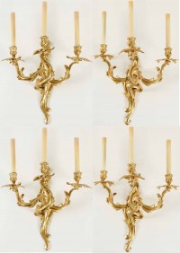 A Set of four wall lights in the Louis XV style, Napoleon III period (1848 - 1870).