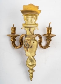 Série de 4 appliques Bronze doré poli vernis or style Louis XIV , 3 branches lumière