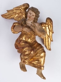 Paire d&#039;anges en bois doré. Fin XVIIème.