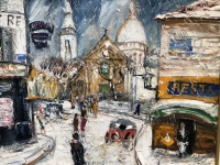 GENIN LUCIEN Paris Eglise St Pierre de Montmartre et la Basilique en hiver Huile sur toile signée