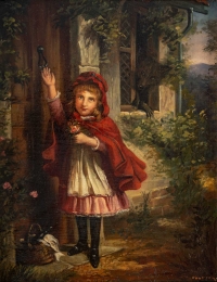Paie de tableaux, petit chaperon rouge, XIXème siècle