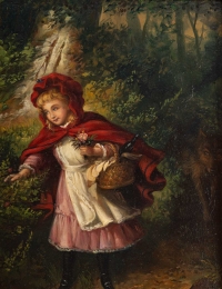 Paie de tableaux, petit chaperon rouge, XIXème siècle
