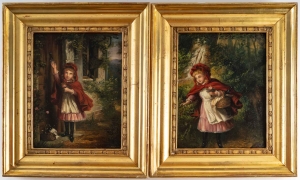Paie de tableaux, petit chaperon rouge, XIXème siècle||||||||||