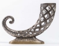 Corne d&#039;abondance en bronze argenté et cristal, fin XIXème