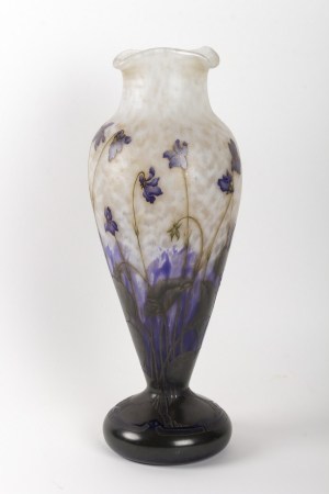 Grand Vase aux violettes, papillon et libellule de DAUM Nancy|||||||||