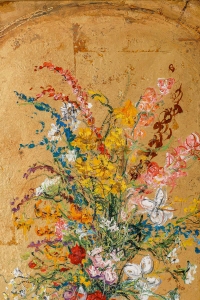 Serge Belloni « Le peintre de Paris » - Bouquet de Fleurs et vase de Delft huile sur panneau
