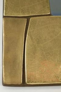 Miroir en céramique émaillé doré 1970 Mithé Espelt