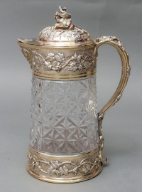 ODIOT - Cut crystal pitcher with vermeil setting 19th century