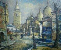 BESSE Raymond Peinture Française 20è siècle Paris Montmartre La Place du Tertre Huile sur toile signée