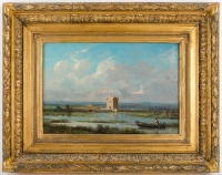 Claude Antoine Ponthus-Cinier (1812-1885) Près de la Tour une belle journée en barque huile sur toile vers 1850