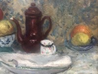 CAMOIN Charles Peinture 20è siècle Nature morte Coupe de fruits et cafetière Huile sur toile signée