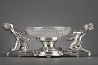 Goldsmith CHRISTOFLE - Centerpiece in silvered bronze and 19th  crystal