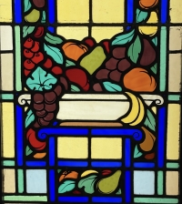 Vitrail vitraux fruits et raisins Art déco