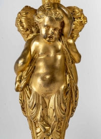 Paire de candélabres en bronze doré fin XIXème siècle