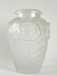 Lalique France &quot; masque de femmes &quot; Vase couvert (1998)