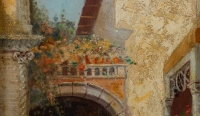 Entrée discrete d’un Palais sur le Grand Canal à Venise signé par Pol Noël (1850- ) huile sur toile vers 1890