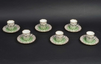Ensemble de tasses en porcelaine et argent, Angleterre, AYNSLEY, XIXème siècle