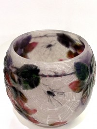 Vase &quot;Araignées et Ronces&quot; pâte de verre violette, rose et blanche de Gabriel ARGY-ROUSSEAU