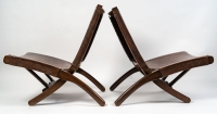Paire de chaises en acajou et cuir, 1960