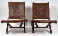 Paire de chaises en acajou et cuir, 1960