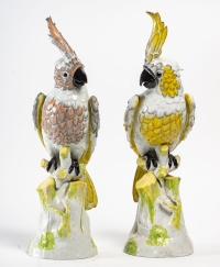 Paire de perroquets en porcelaine Meissen, XIXème siècle