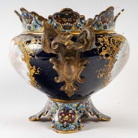 Jardinière de Porcelaine à décors et cloisonnée, XIXème siècle
