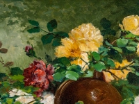 Henri Cauchois : A Bouquet of Roses with a Jug.