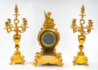 Garniture en émail et bronze doré fin XIXème siècle