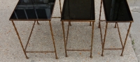 1950/70′ Série de 3 Tables Gigognes Modèle Bambou avec Pieds Griffes Maison Baguès