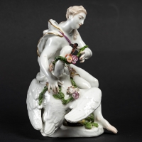 Groupe en porcelaine représentant Léda et le cygne, manufacture de Meissen, XVIIIe siècle, circa 1750.