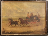 Paire de tableaux anglais vers 1830. Coaching Pictures.
