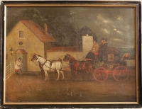 Paire de tableaux anglais vers 1830. Coaching Pictures.