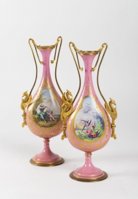 Paire de vases en porcelaine et bronze époque Napoléon III