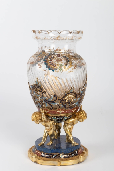 Vase en bronze doré et cristal Napoléon III 19e siècle|||||||||