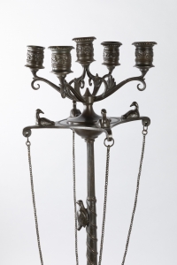 A Pair of 19th Century Patinated Bronze Renaissance St. Candelabras.