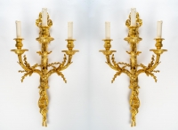 Paire d&#039;appliques de style Louis XVI datées de 1881.