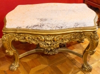 Table basse de salon en bois doré, fin XIXème