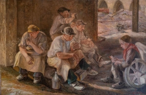 Grand tableau de JOSEPH LACASSE (1894-1975) &quot;Le dîner des carriers au pays blanc&quot;|||||||